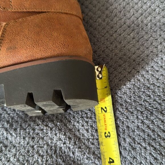 Cliffs Brown Faux Fur Linedโ Lace-Up Ankle Boots Size 6 Buckle Lug Sole Cozy - Picture 6 of 11